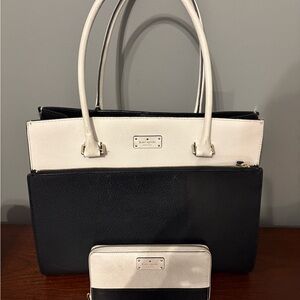 Black and White Tote Bag and Wallet Set